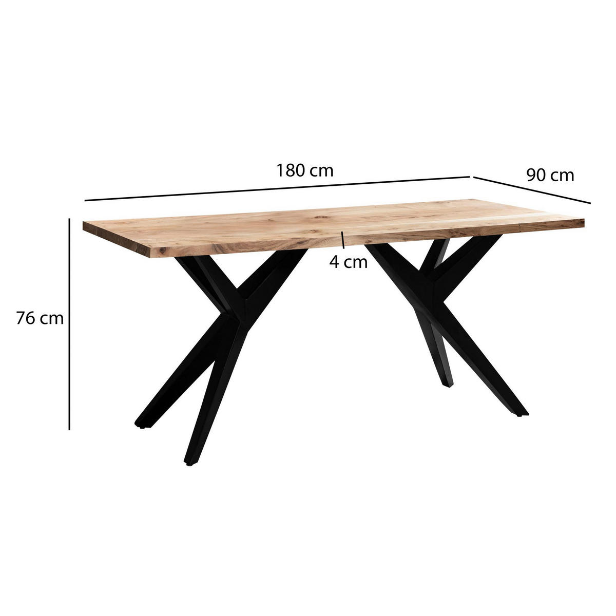 Esstisch B/H/T: ca. 180x76x90 cm Esszimmertisch - (180,00/76,00/90,00cm) - Wohnling