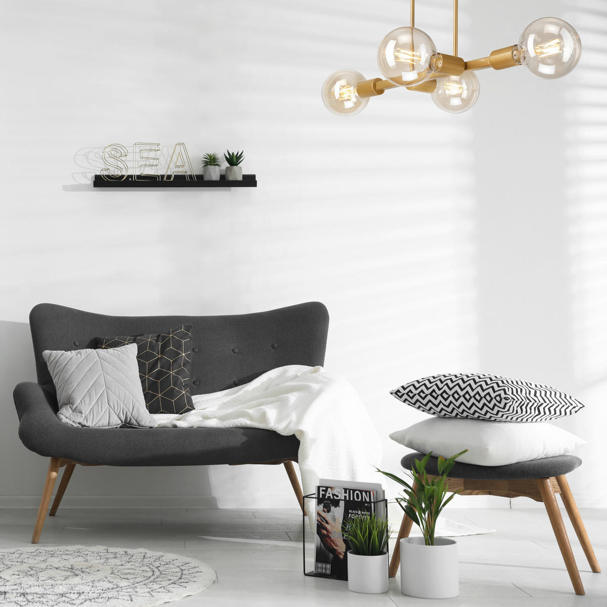 Lamkur Deckenleuchte gold Stahl B/H/L: ca. 53x32x53 cm E27 4 Brennstellen ASTRID - gold (53,00/53,00/32,00cm) - Lamkur