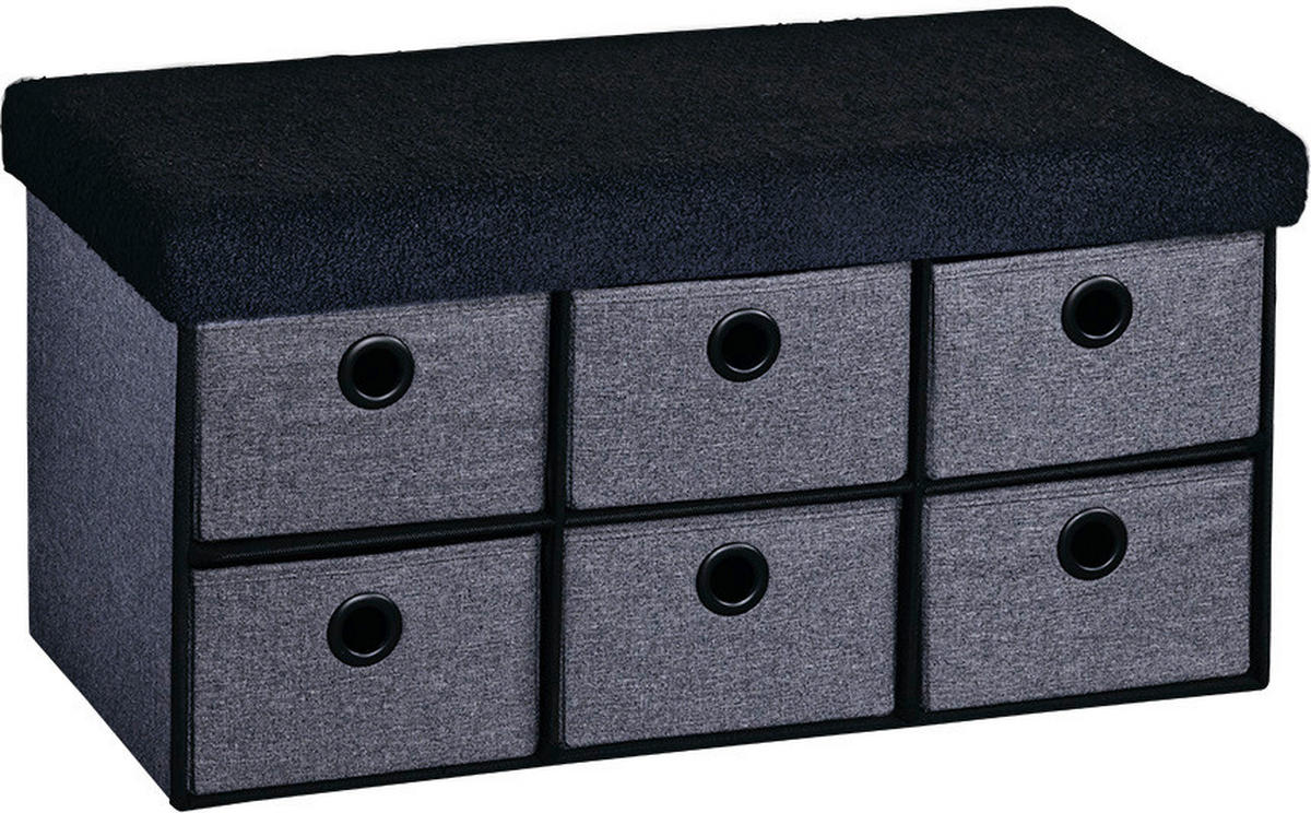 Kesper Sitzbank grau B/H/L: ca. 37,5x10x77 cm Sitzbank_mit_Aufbewahrungsboxen - schwarz/grau (77,00/37,50/10,00cm) - Kesper