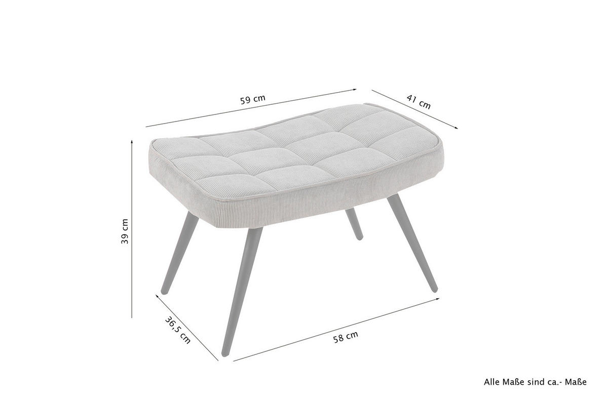 byLIVING Hocker UTA schwarz schwarz Stoff Metall B/H/T: ca. 60x39x41 cm UTA - schwarz (60,00/39,00/41,00cm) - byLIVING