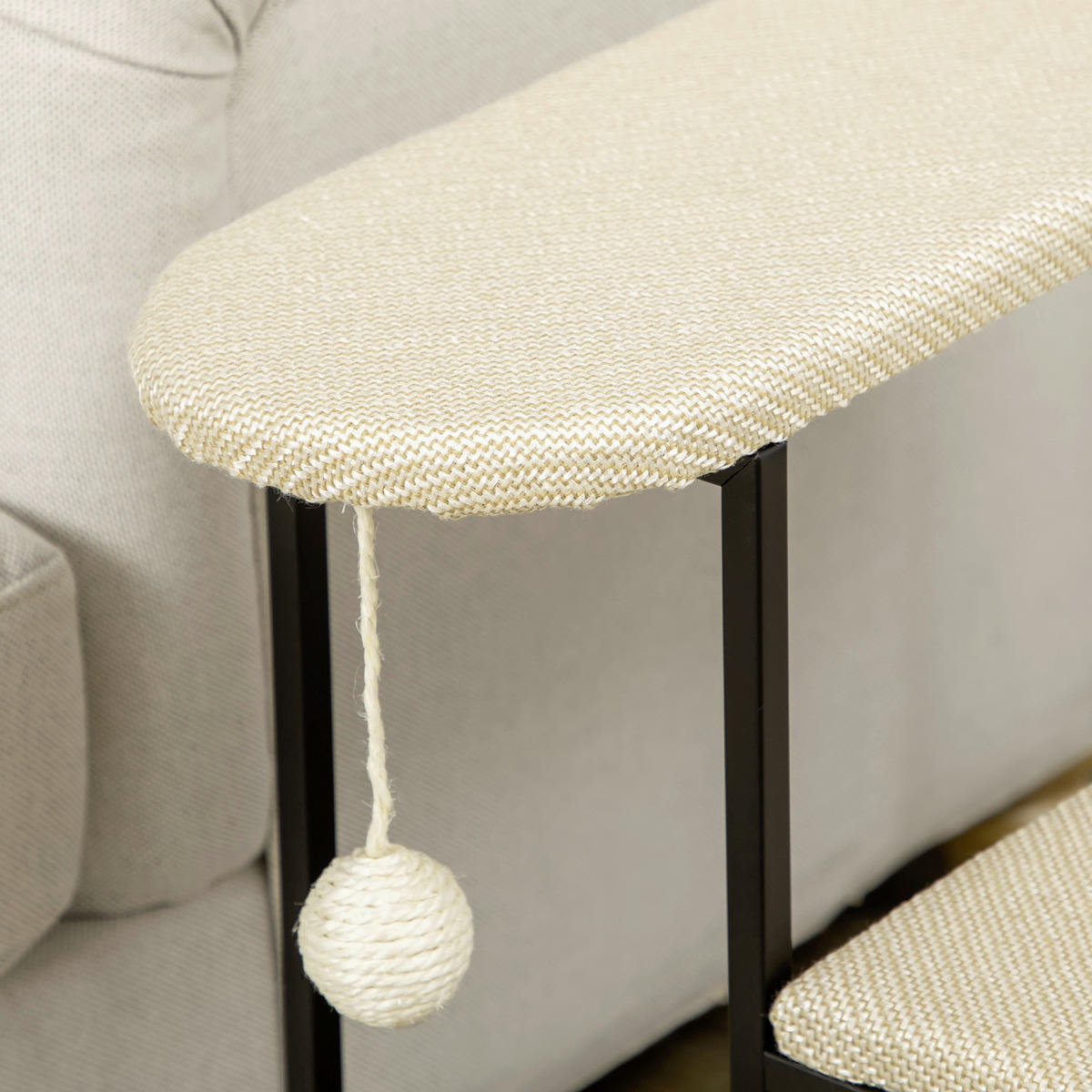 PawHut 3-stufige Haustiertreppe mit Kratzbrett schwarz Edelstahl B/H/L: ca. 54x51x53 cm Haustiertreppe - schwarz/cremeweiß (53,00/54,00/51,00cm) - PawHut