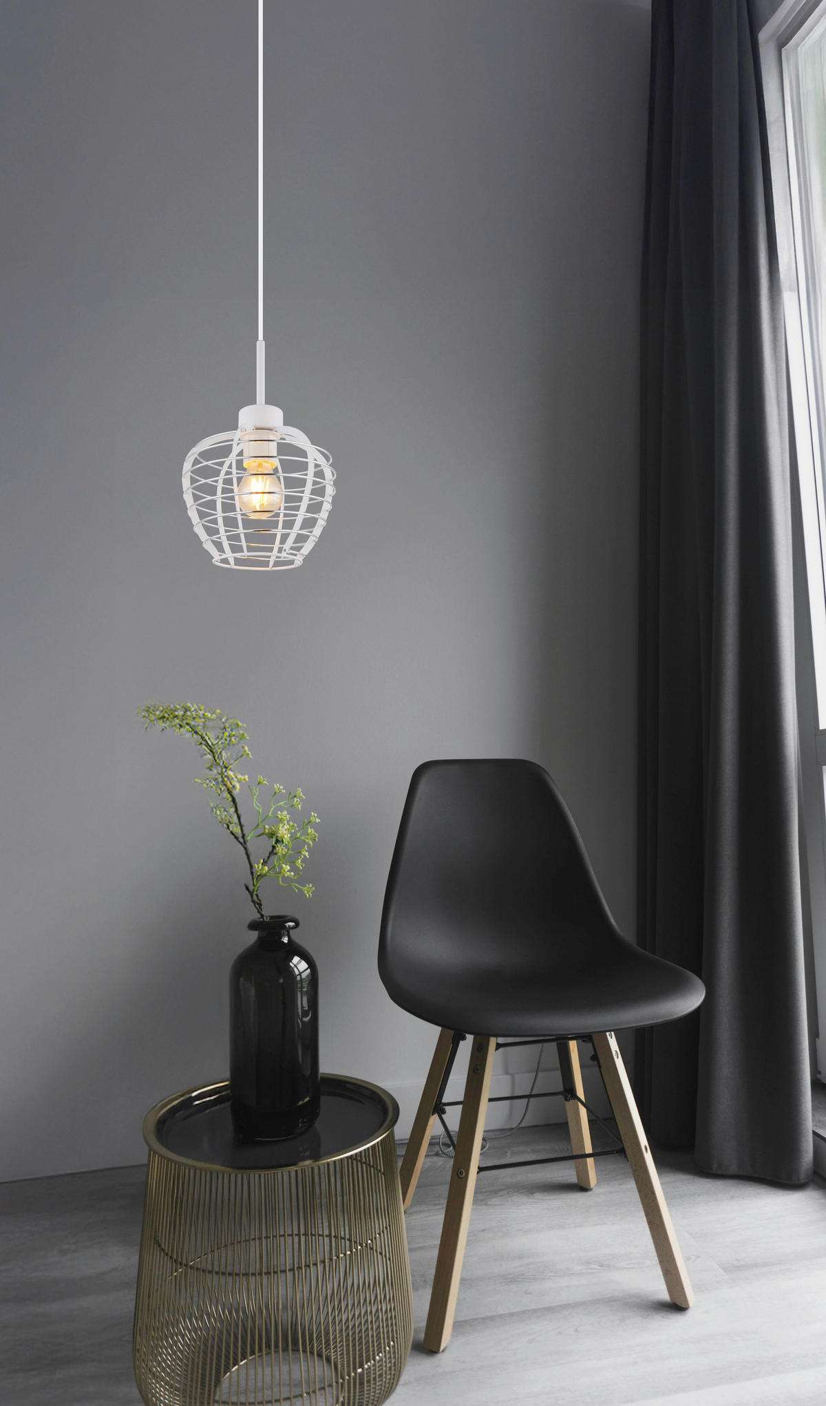 GLOBO Hängeleuchte Chrom weiß Aluminium Metall B/H/L: ca. 28,5x24,5x36,5 cm E27 1 Brennstellen Hängeleuchte-Nesa - weiß/Chrom (36,50/28,50/24,50cm) - GLOBO