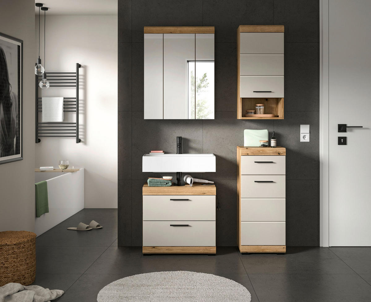 Badezimmer-Set Scout Evoke Oak Nachbildung Kaschmirgrau Nachbildung B/H/T: ca. 112x191x34 cm Scout - Kaschmirgrau (112,00/191,00/34,00cm) - xonox.home