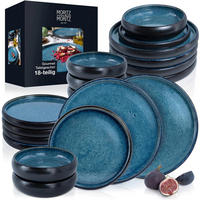 Moritz & Moritz Tafelservice Reaktiv blau Steinzeug 18 tlg. Reaktiv - blau - Moritz & Moritz