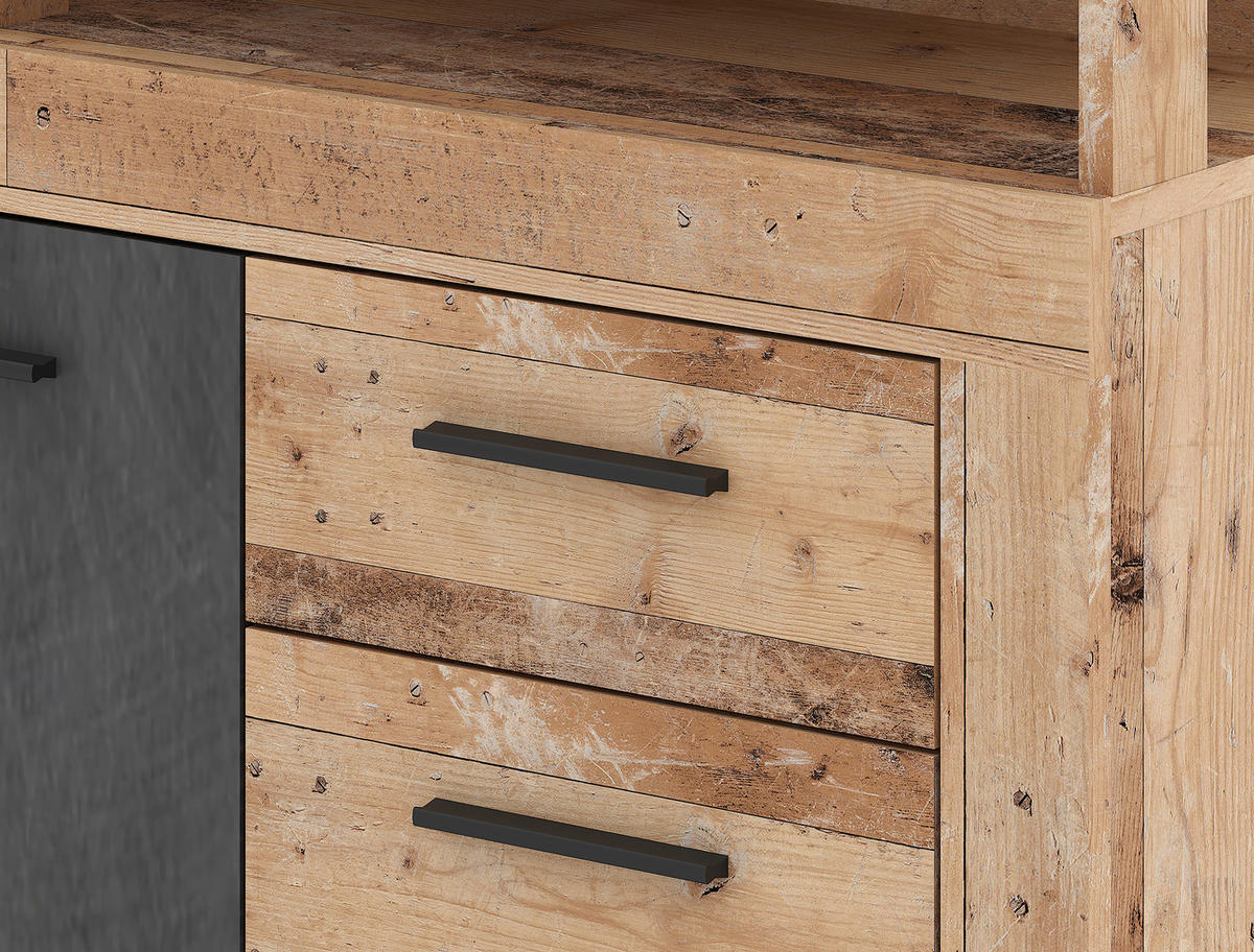 Kommode LUNA MIDI Eiche Old Wood Nachbildung Eiche Matera Nachbildung B/H/T: ca. 119,5x96,8x32 cm LUNA MIDI - Eiche (119,50/96,80/32,00cm) - WIPMEB