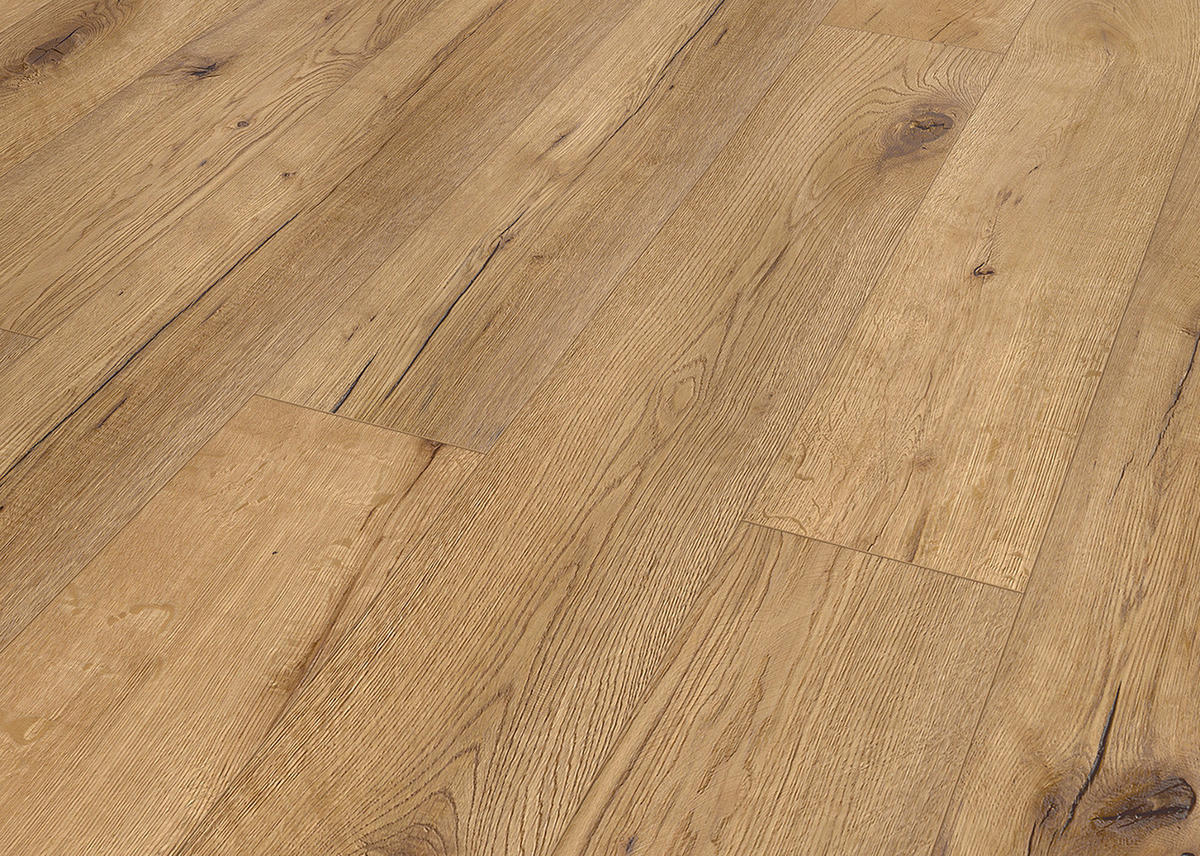 Laminatboden Eiche weiß ca. 2,245 m² im Paket  B/L: ca. 19,4x128,6 cm pro Paket Eiche weiß ca. 2,245 m² im Paket - weiß (19,40/128,60cm)
