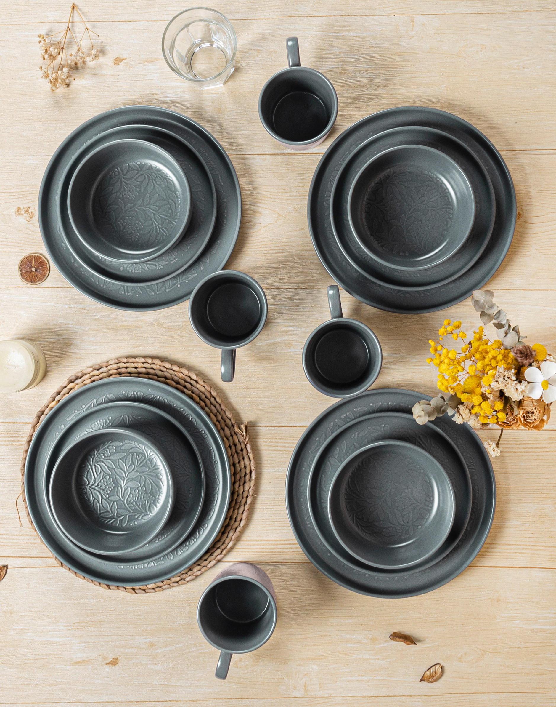 Thumbnail - POCOline Kombiservice grau Porzellan 16 tlg.