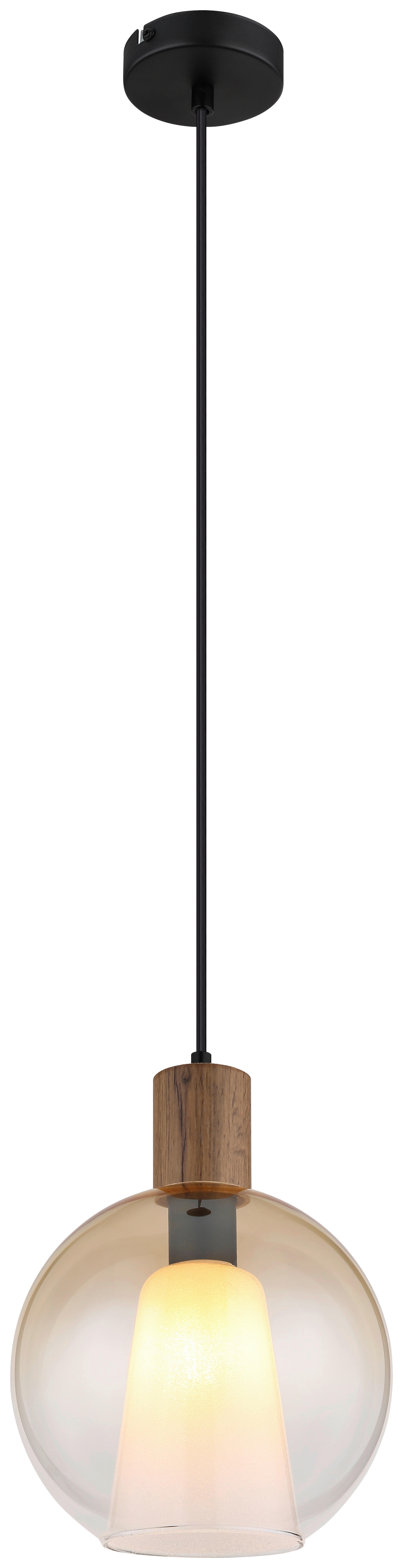 GLOBO Pendelleuchte BARRY I 15773H amber schwarz MDF Metall H/D: ca. 120x25 cm E27 1 Brennstellen BARRY I - schwarz/amber (25,00/120,00cm) - GLOBO