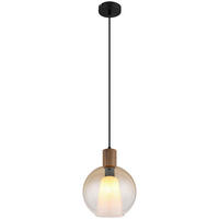 GLOBO Pendelleuchte BARRY I 15773H amber schwarz MDF Metall H/D: ca. 120x25 cm E27 1 Brennstellen BARRY I - schwarz/amber (25,00/120,00cm) - GLOBO