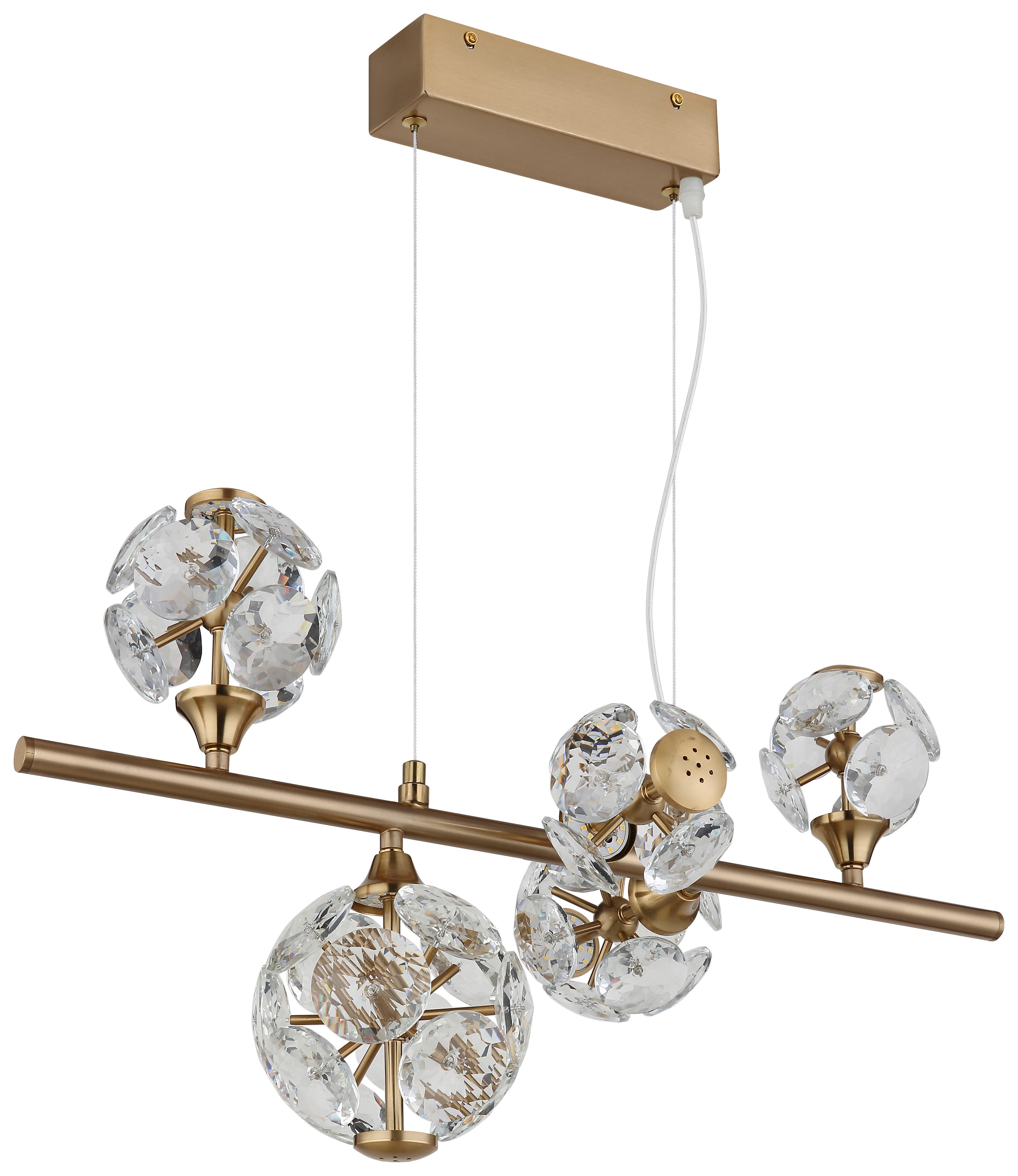 GLOBO Pendelleuchte klar gold Metall B/H/T/L: ca. 31x150x61x61 cm 1.0 Brennstellen Virina - klar/gold (61,00/31,00/150,00cm) - GLOBO