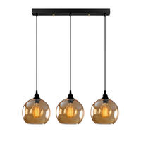 Opviq Pendelleuchte gold schwarz Glas B/H/T/L: ca. 70x116x20x70 cm E27 3 Brennstellen Pendelleuchte_Gold-022 - gold/schwarz (70,00/70,00/116,00cm) - Opviq