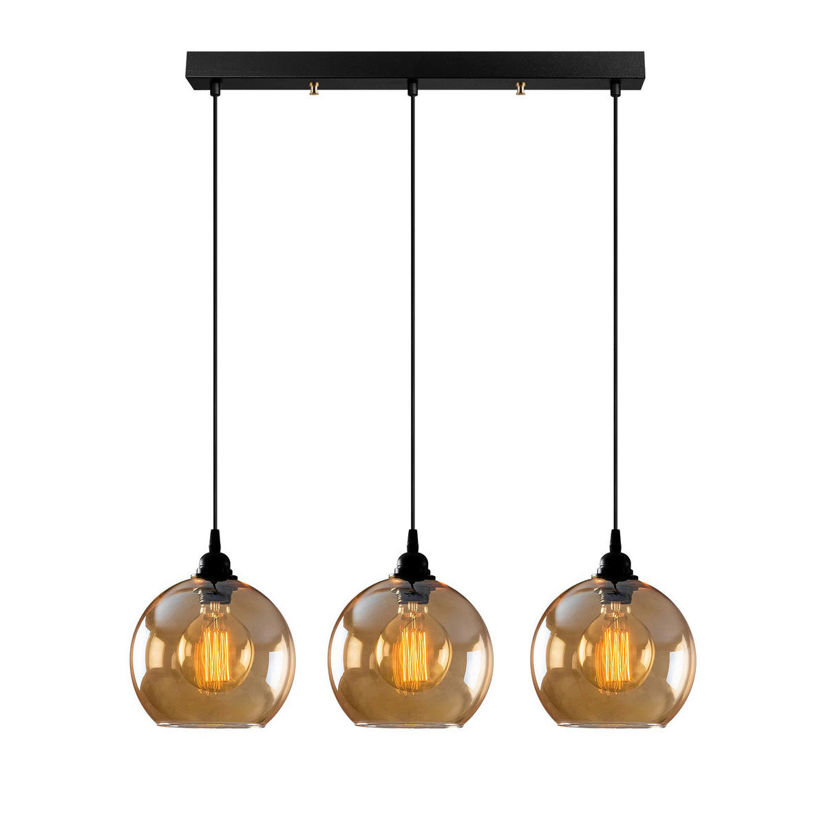 Opviq Pendelleuchte gold schwarz Glas B/H/T/L: ca. 70x116x20x70 cm E27 3 Brennstellen Pendelleuchte_Gold-022 - gold/schwarz (70,00/70,00/116,00cm) - Opviq