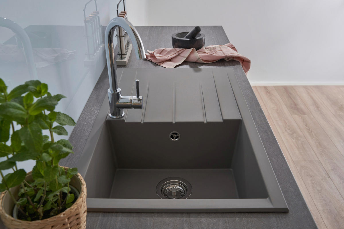 Respekta Einbauspüle Houston 80 x 50 G Beton grau Mineralite B/H/T: ca. 80x21x50 cm Houston 80 x 50 G - Beton/grau (80,00/21,00/50,00cm) - Respekta