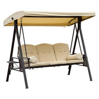 Outsunny Hollywoodschaukel beige Metall B/H/L: ca. 206x180x124,5 cm Hollywoodschaukel_3-Sitzer - beige/braun (124,50/206,00/180,00cm) - Outsunny