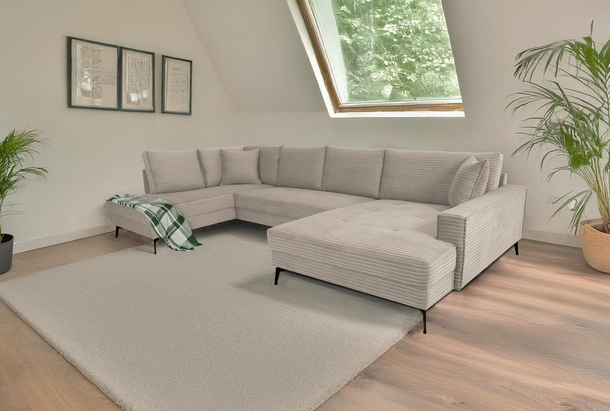 Wohnlandschaft Zero stone Microfaser B/H/T: ca. 362x86x195 cm Zero - schwarz/stone (362,00/86,00/195,00cm)