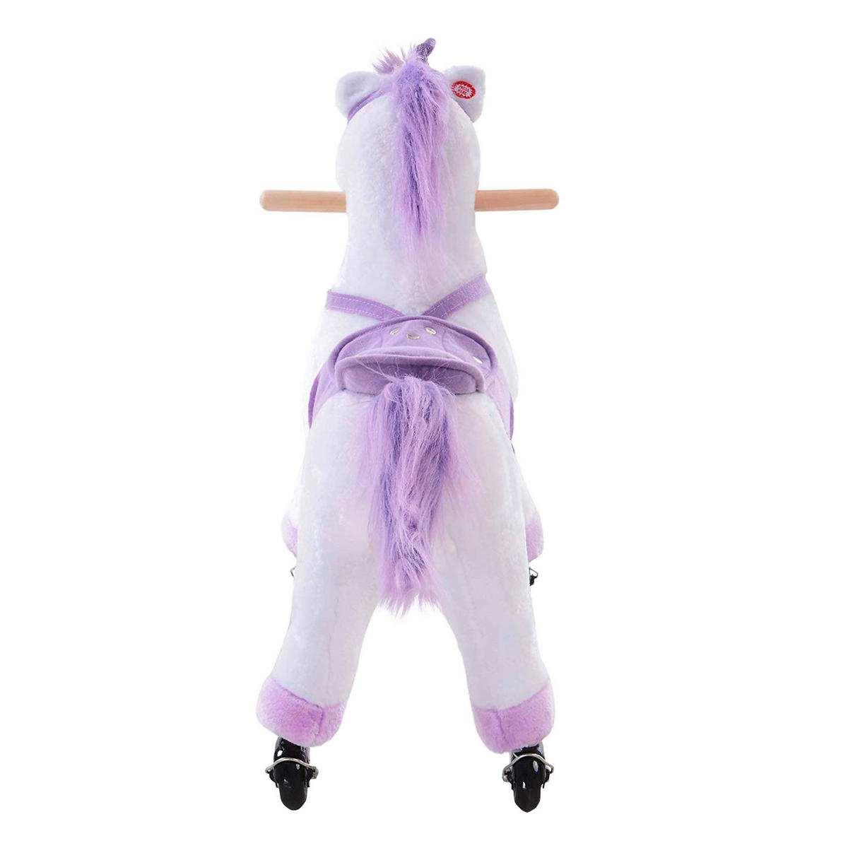 HOMCOM Kinder Schaukelwippe B/H/L: ca. 23x60x55 cm Plüsch-Einhorn_auf_Rollen - lila/weiß (55,00/23,00/60,00cm) - HOMCOM