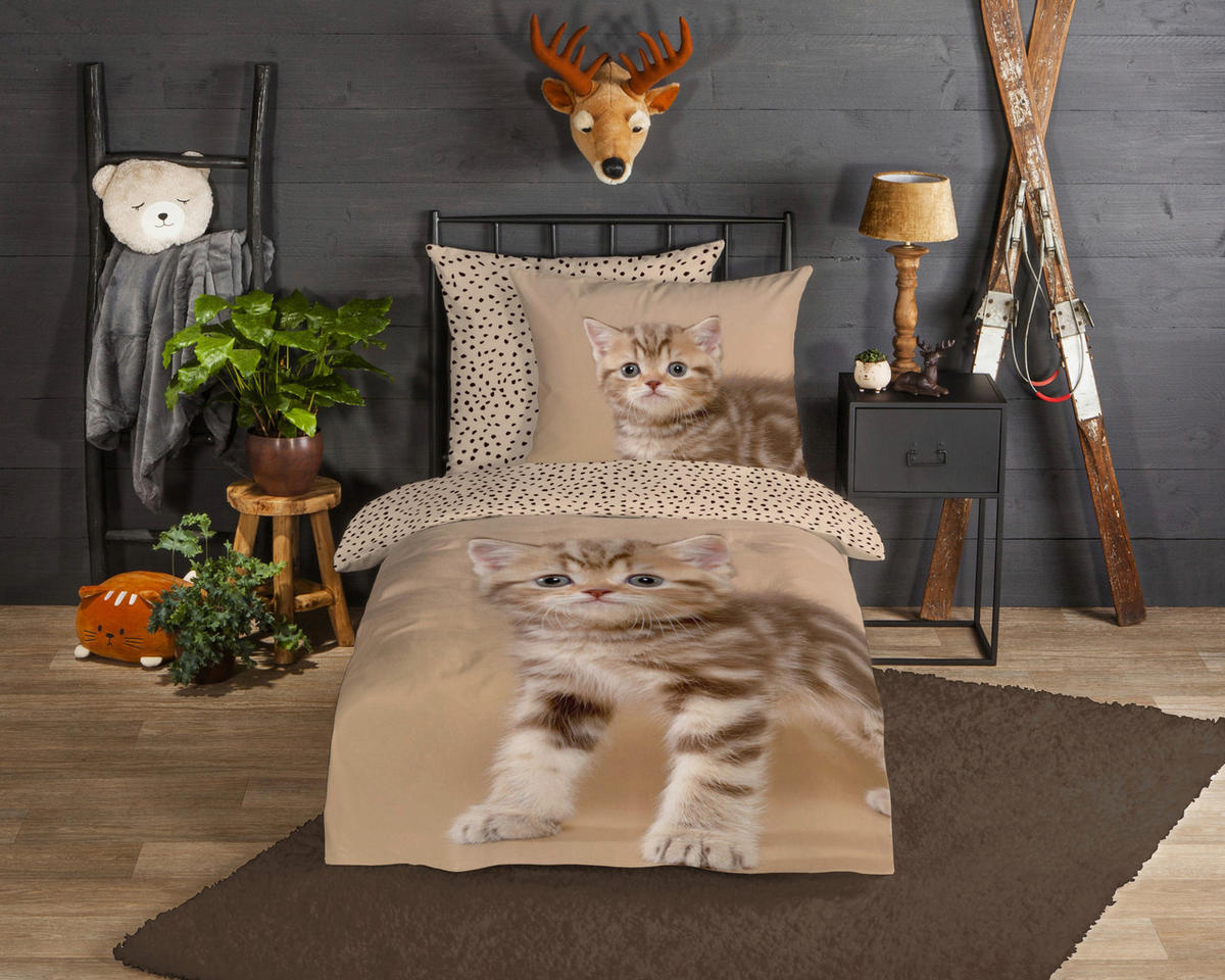 Bettwäsche Kitty sand Baumwolle B/L: ca. 135x200 cm Kitty - sand (135,00/200,00cm) - Good Morning