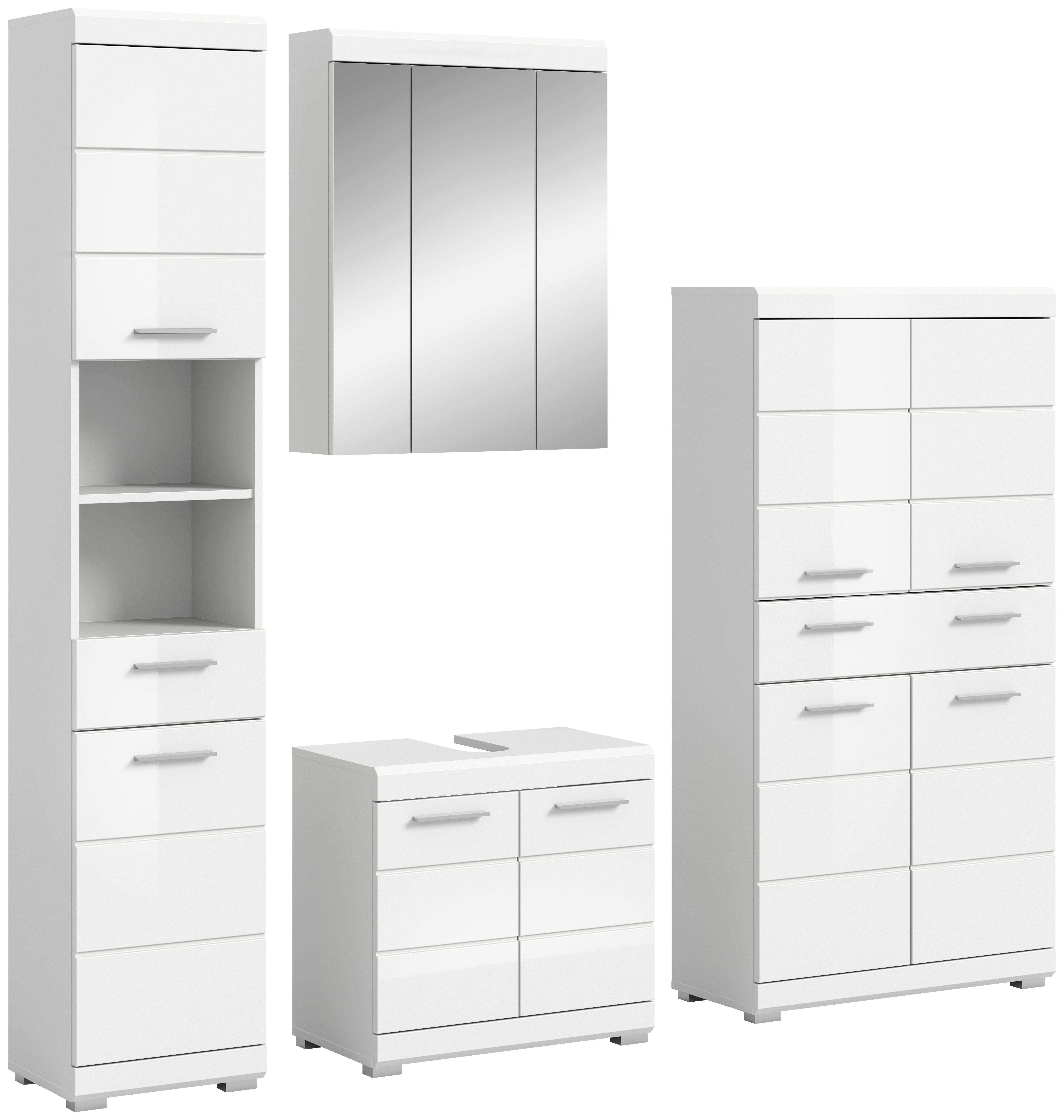 Badezimmer-Set Scout weiß weiß Hochglanz B/H/T: ca. 186x191x34 cm Scout - weiß (186,00/191,00/34,00cm) - xonox.home