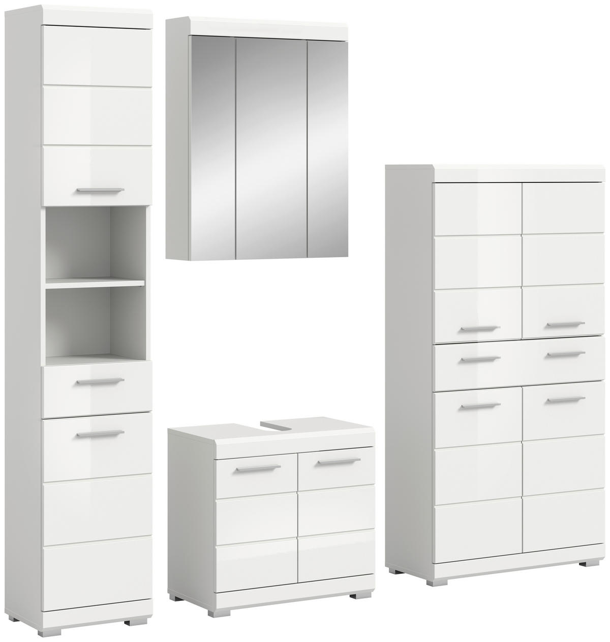 Badezimmer-Set Scout weiß weiß Hochglanz B/H/T: ca. 186x191x34 cm Scout - weiß (186,00/191,00/34,00cm) - xonox.home