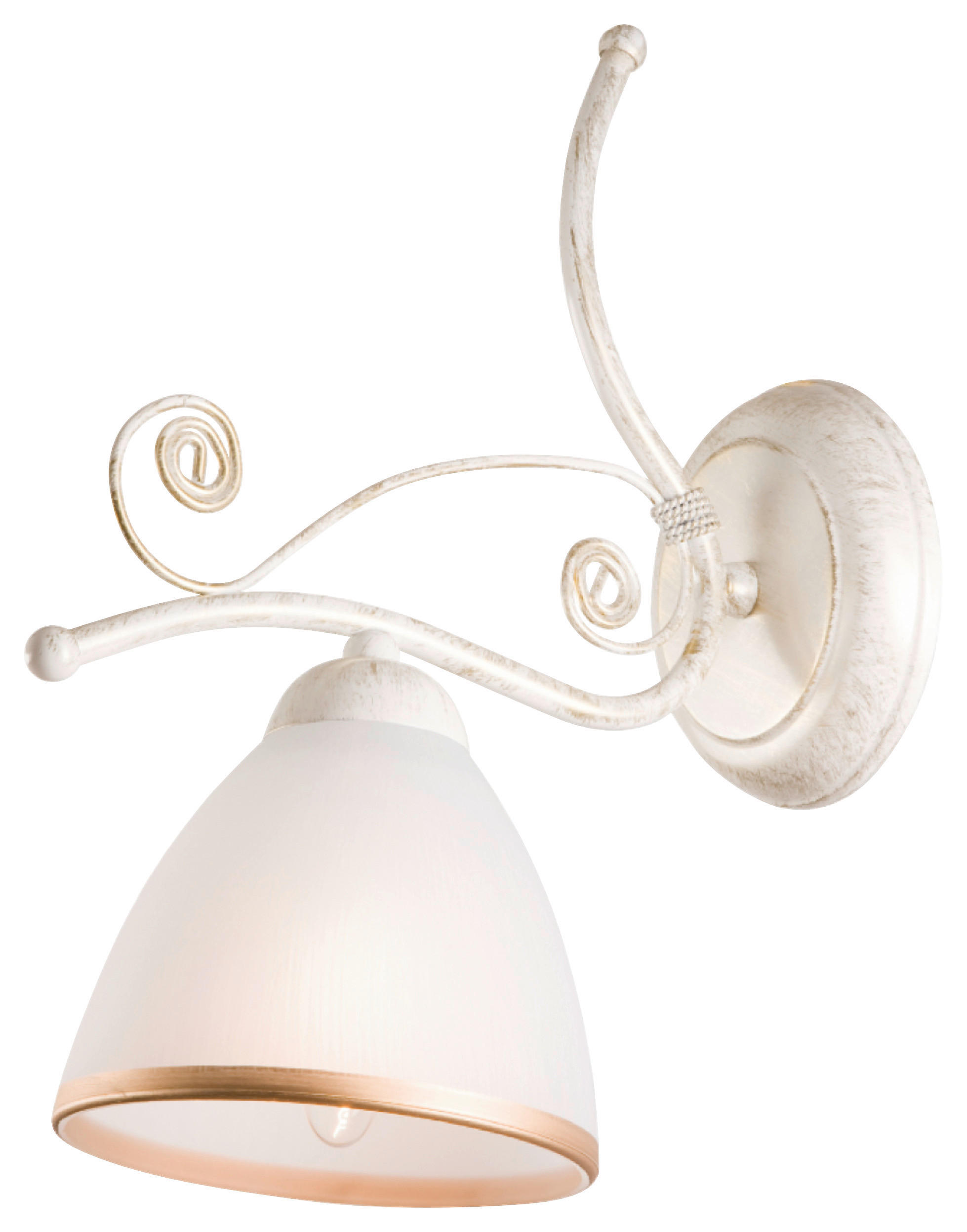 Lamkur Wandleuchte RETRO II 19260 weiß Glas Stahl H/L: ca. 30x25 cm E27 1 Brennstellen Retro II - weiß (25,00cm) - Lamkur