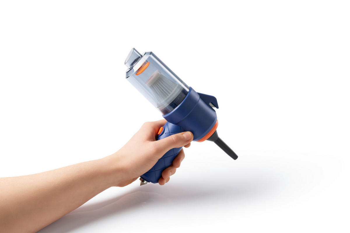 CLEANmaxx Akku-Handstaubsauger blau orange B/H/L: ca. 7x16,5x20 cm Akku-Handstaubsauger_6tlg. - blau/orange (20,00/7,00/16,50cm) - CLEANmaxx