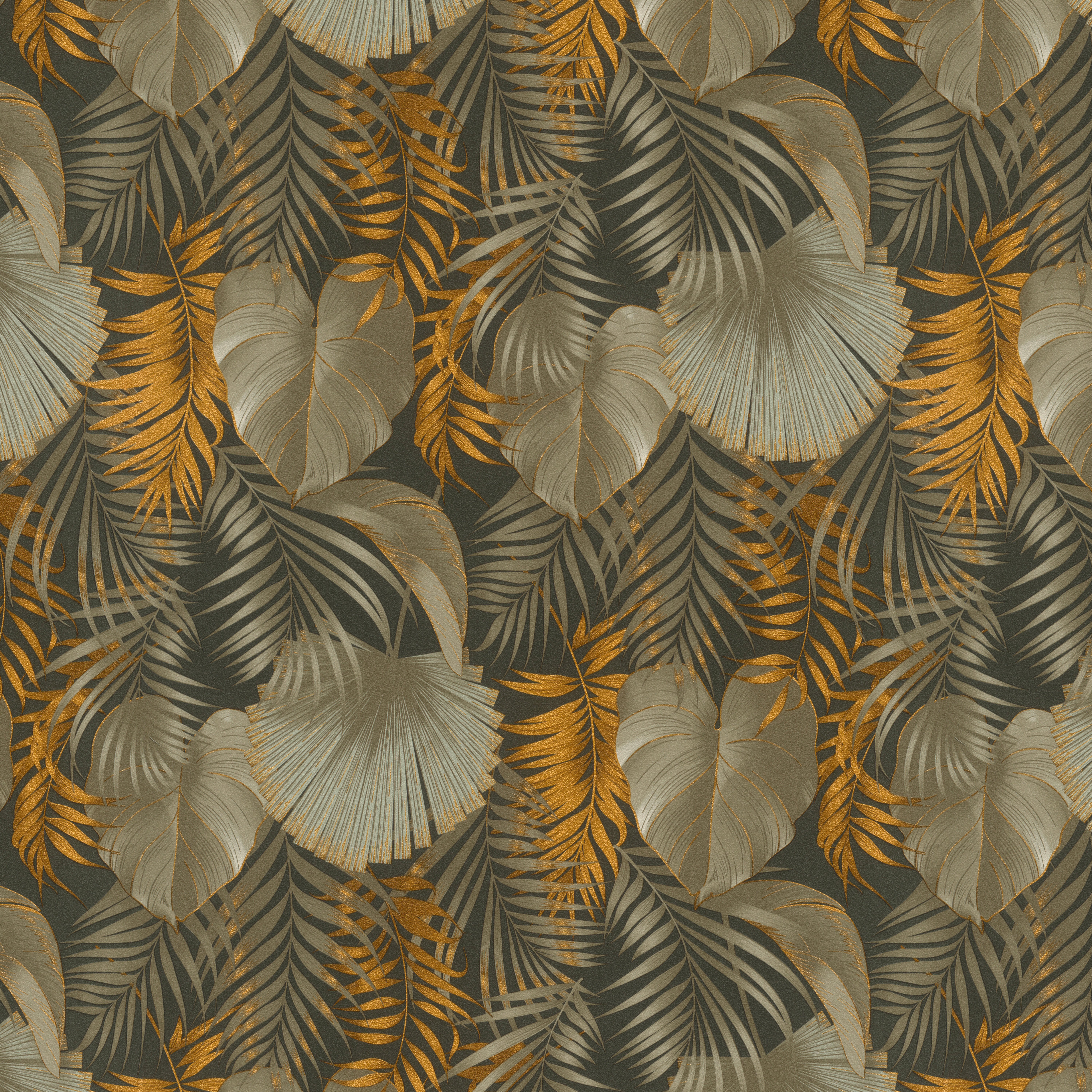 Rasch Vliestapete Dschungel dunkelgrün gold B/L: ca. 53x1005 cm Vliestapete_829853 - gold/dunkelgrün (53,00/1005,00cm) - Rasch