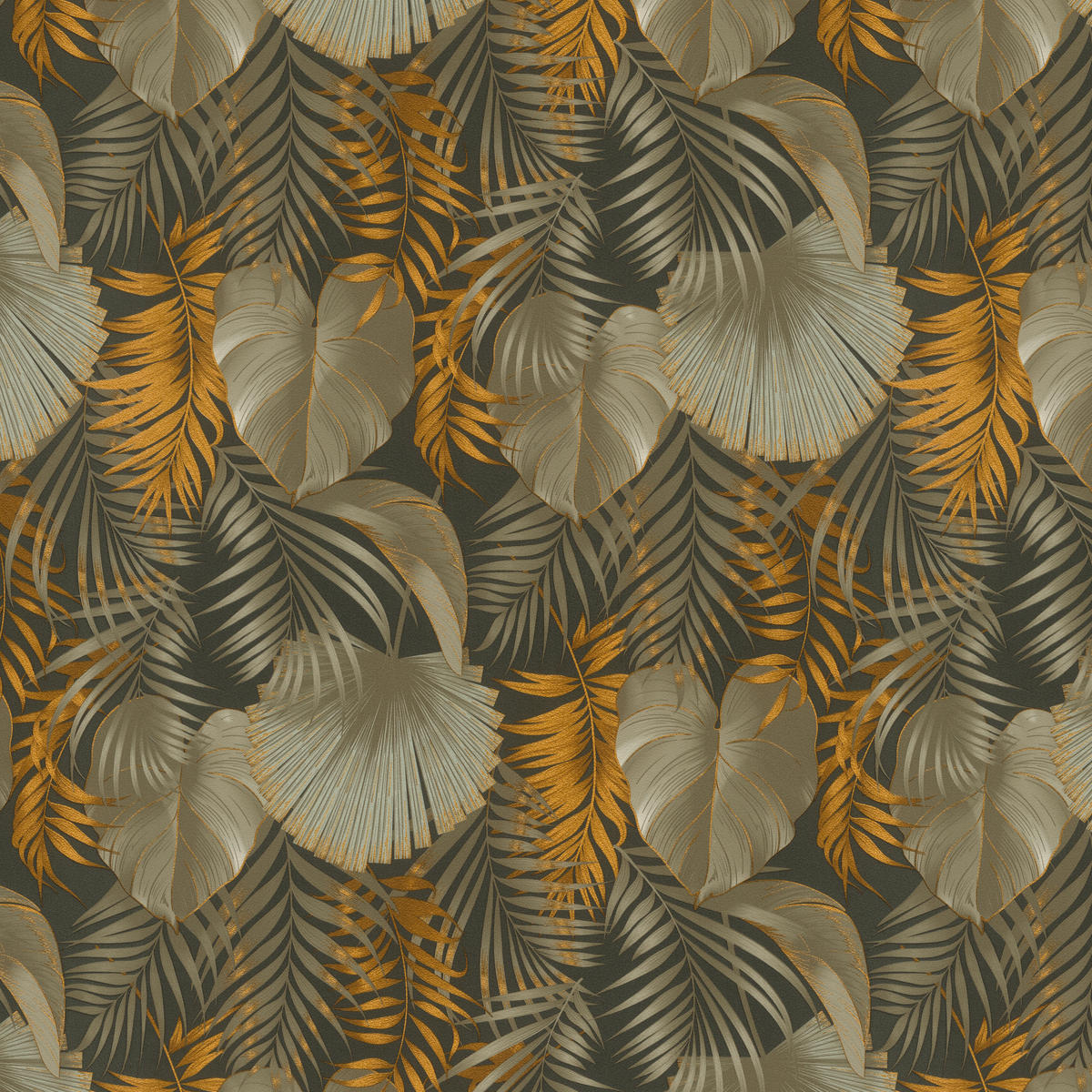 Rasch Vliestapete Dschungel dunkelgrün gold B/L: ca. 53x1005 cm Vliestapete_829853 - gold/dunkelgrün (53,00/1005,00cm) - Rasch