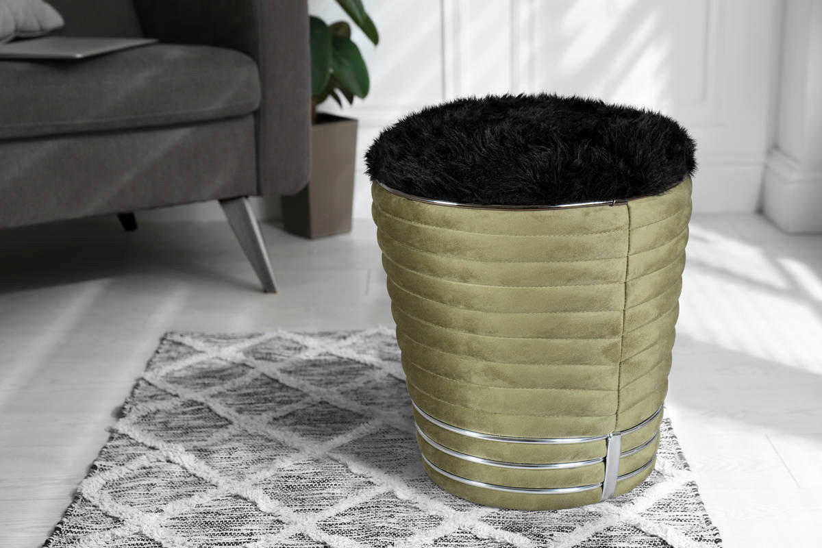 360 Living Hocker Doric 300 grün Graphit H/D: ca. 50x42 cm Doric 300 - Graphit/grün (42,00/50,00cm) - 360 Living