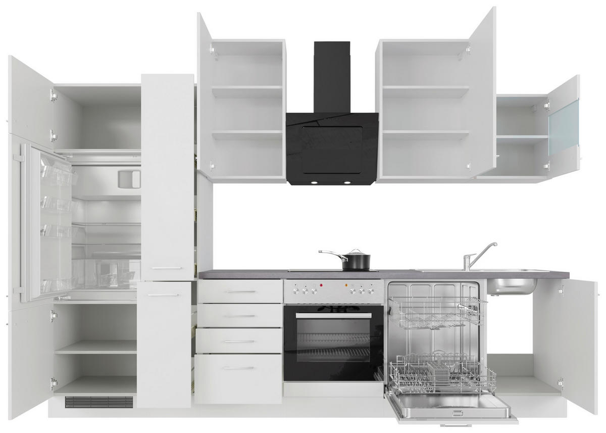 Küchenblock Vita weiß matt B/H/T: ca. 310x234x60 cm Vita - Beton/weiß (310,00/234,00/60,00cm) - Flex-Well