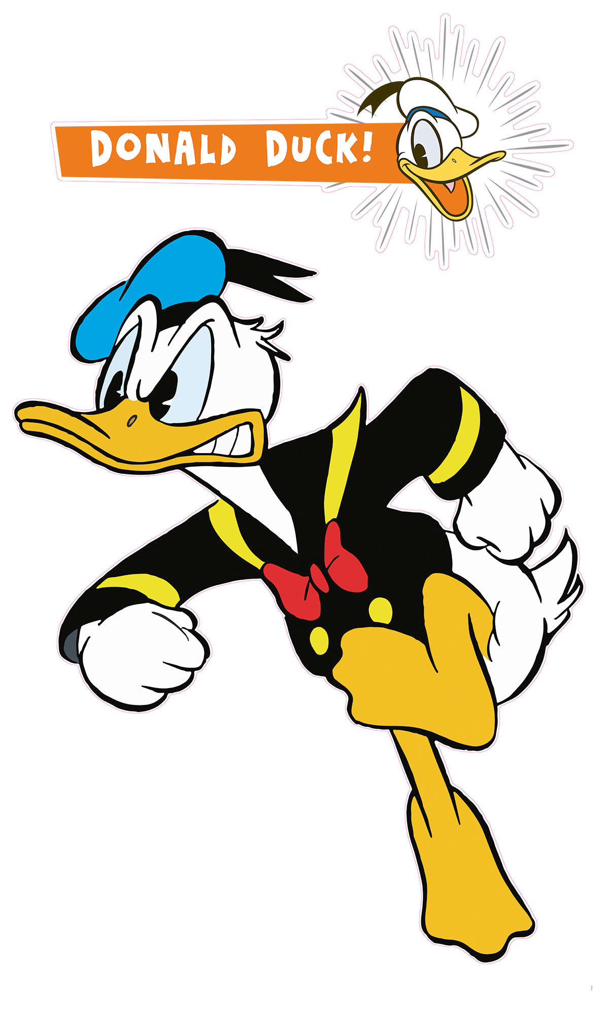 Disney Wandtattoo Donald Duck Gelb Blau und Schwarz-Weiß 127 x 200 cm 61244 günstig online kaufen