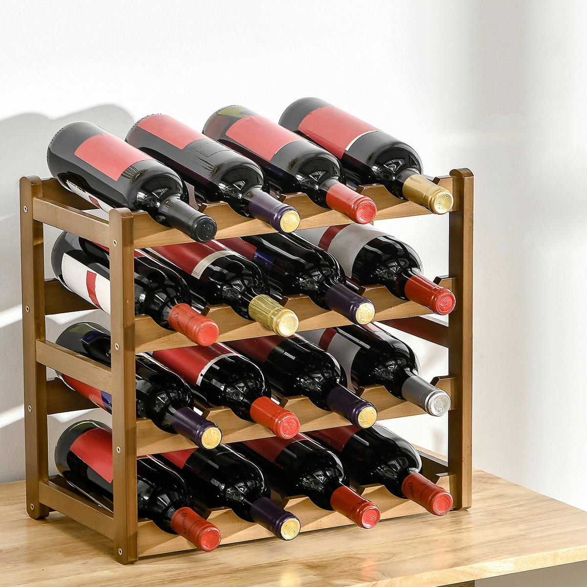 HOMCOM Weinregal braun Edelstahl B/H/L: ca. 23,5x43x38 cm Weinregal - braun (38,00/23,50/43,00cm) - HOMCOM