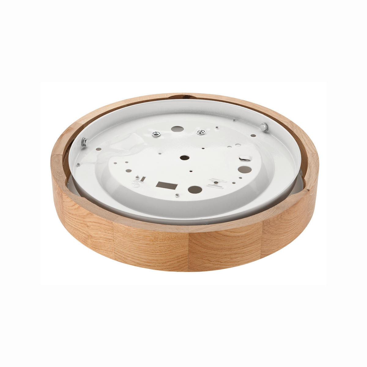 Lamkur Deckenleuchte ANELLO 40790 Eiche Glas Holz H/L: ca. 8x27 cm E27 1 Brennstellen Anello - Eiche (27,00cm) - Lamkur
