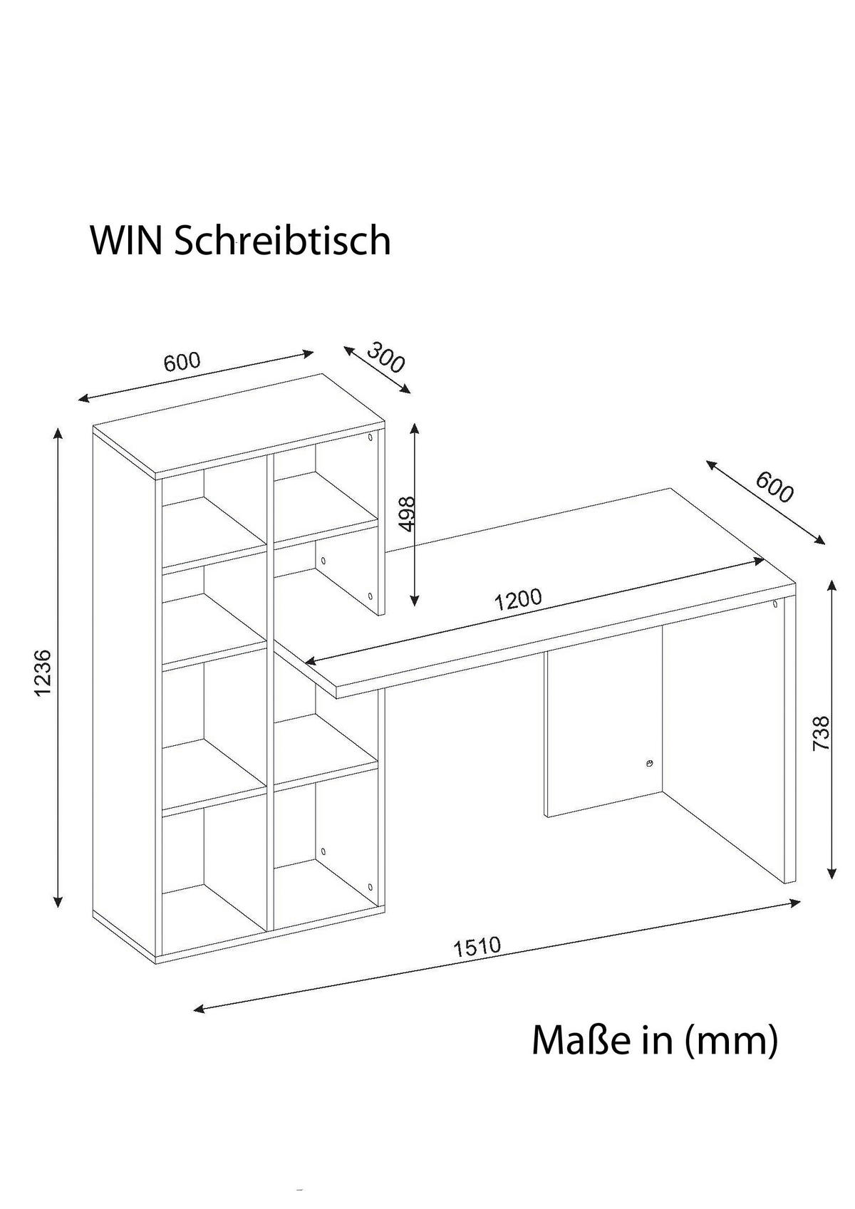 Schreibtisch Win weiß walnuss Nachbildung B/H/T: ca. 120x73x60 cm Win - weiß/walnuss (120,00/73,00/60,00cm) - moebel17