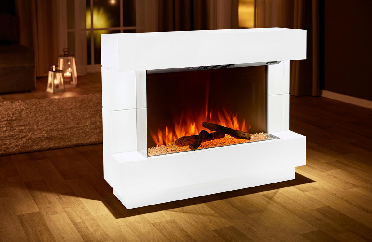 BHP Elektrischer-Kamin B992220 weiß Kunststoff Metall Glas B/H/T: ca. 100x78x27 cm Bern - weiß (100,00/78,00/27,00cm) - BHP