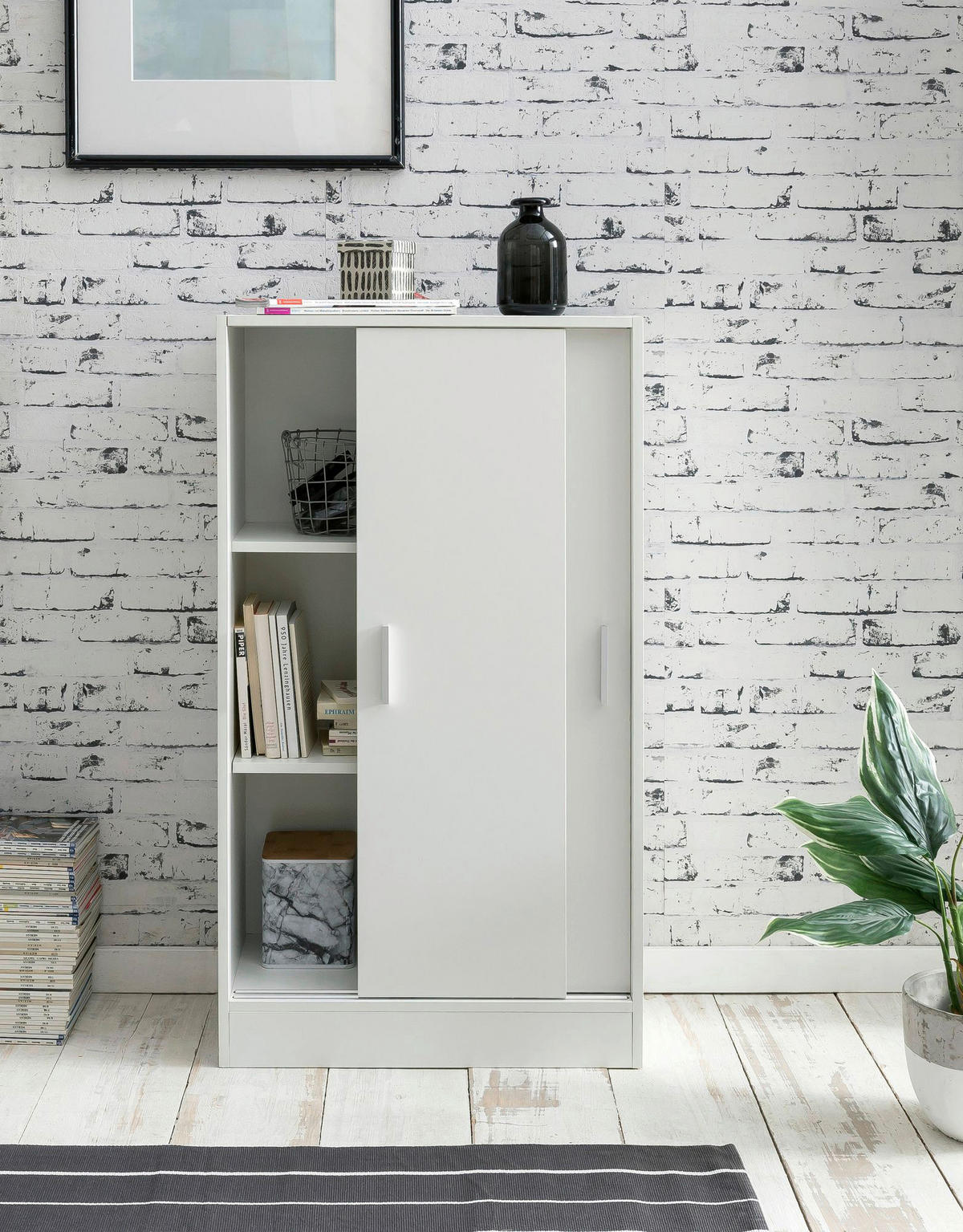 Aktenschrank weiß B/H/T: ca. 60x107,5x28,5 cm Aktenschrank - weiß (60,00/107,50/28,50cm) - Wohnling