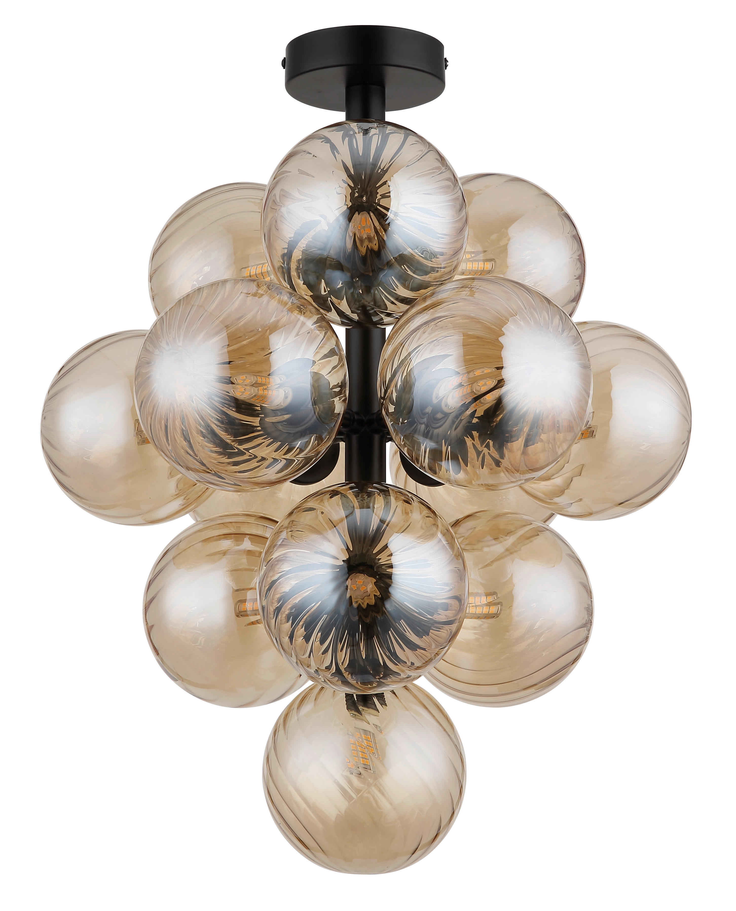 GLOBO LED-Deckenleuchte schwarz amber Metall Glas H/D: ca. 50x39,5 cm 13 Brennstellen CONOR - schwarz/amber (39,50/50,00cm) - GLOBO