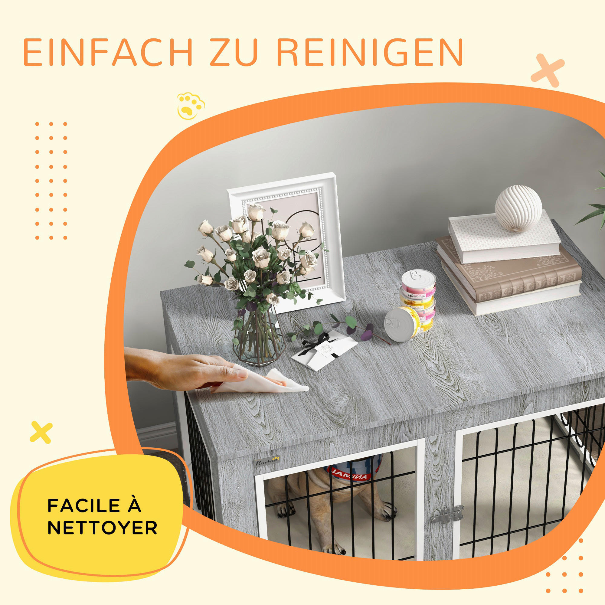 PawHut Hunde-Zubehör grau Edelstahl B/H/L: ca. 58x90x65 cm Hundekäfig - grau (65,00/58,00/90,00cm) - PawHut