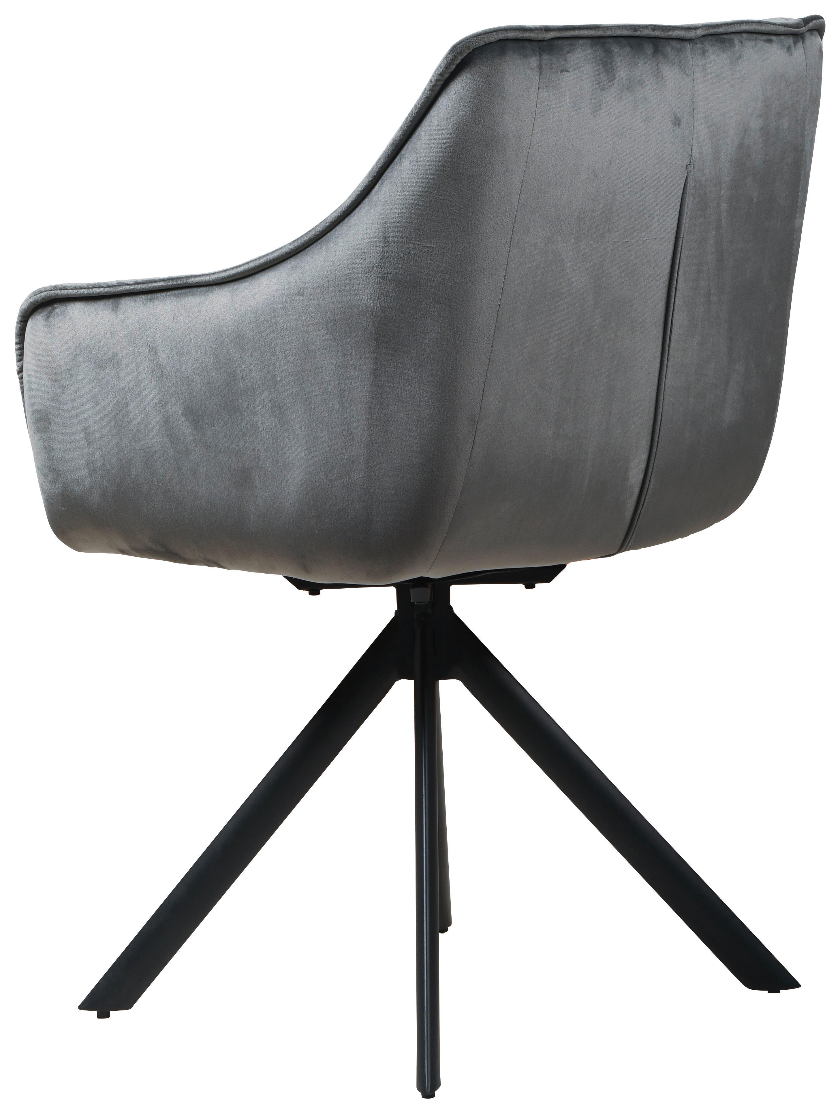 Armlehnstuhl Darwin dunkelgrau schwarz Samtoptik Metall B/H/T: ca. 61x95x60 cm Darwin - schwarz/dunkelgrau (61,00/95,00/60,00cm)