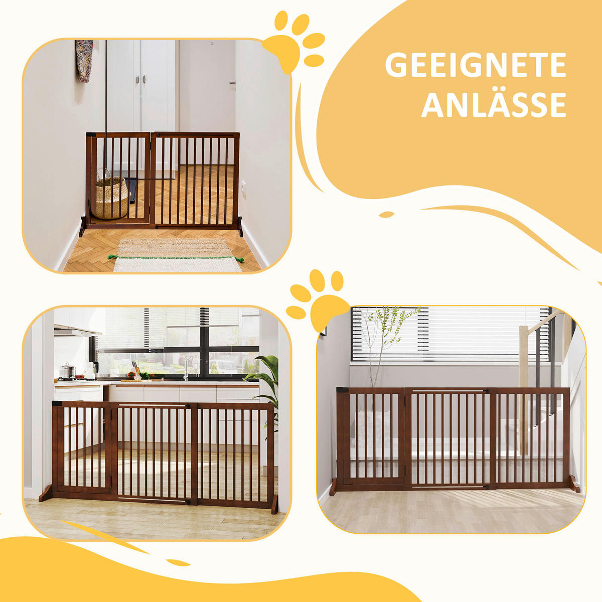 PawHut Schutzgitter braun Edelstahl B/H/L: ca. 166x113x36 cm Türschutzgitter - braun (36,00/166,00/113,00cm) - PawHut