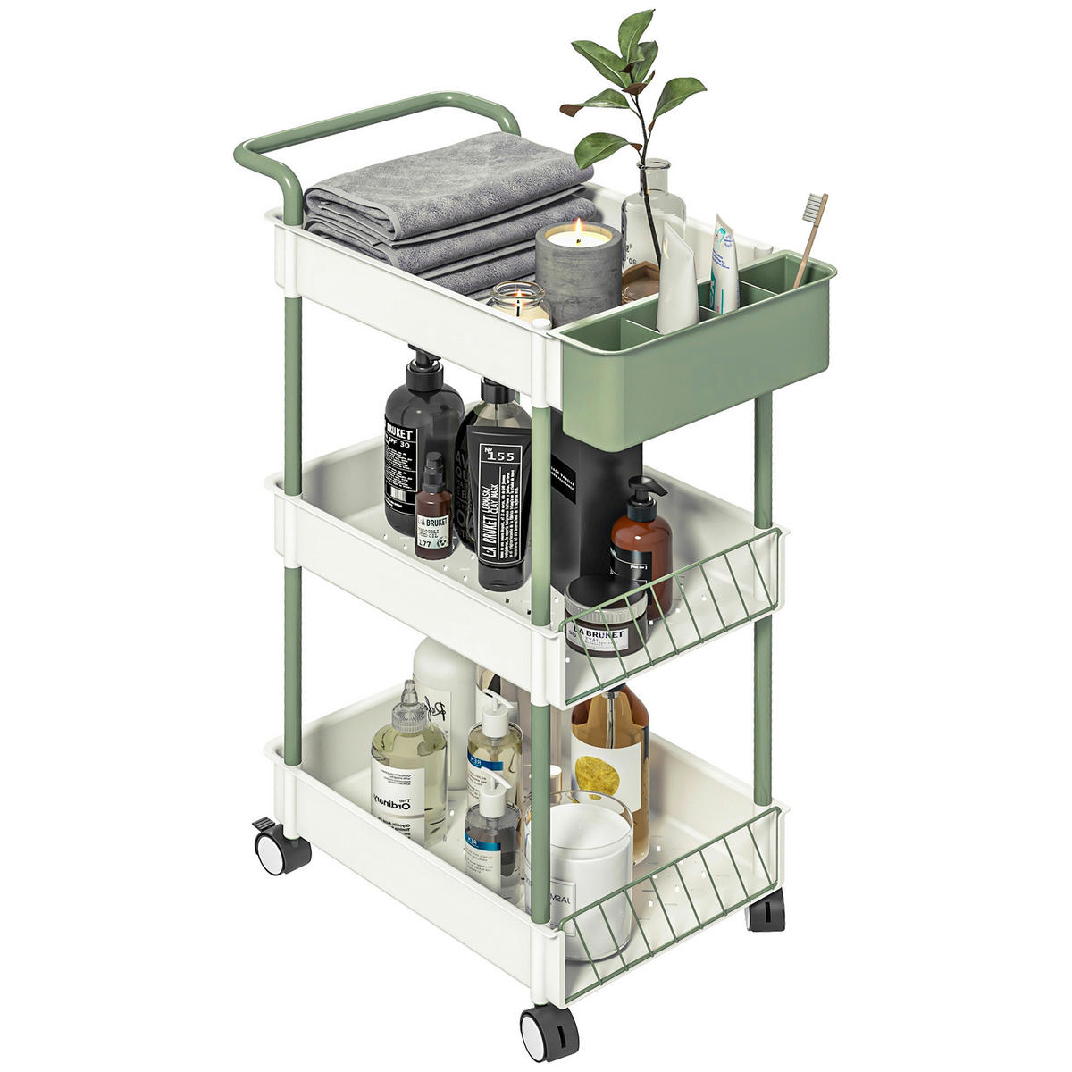 HOMCOM Küchenwagen weiß Polypropylen B/H/L: ca. 29,4x50x77 cm Küchenwagen - weiß (77,00/29,40/50,00cm) - HOMCOM