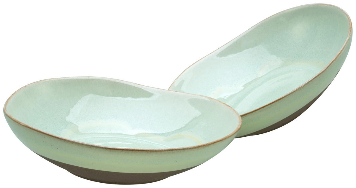 CreaTable Pasta-Bowl-Set Basalt Bio salbei Steinzeug D: ca. 22,5 cm Basalt Bio - salbei (22,50cm) - CreaTable