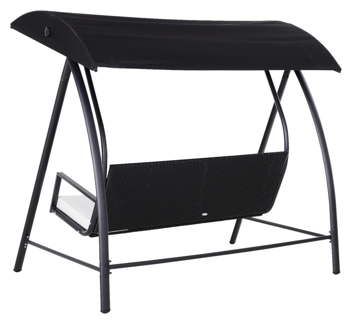 Outsunny Gartenschaukel schwarz Polyrattan B/H/L: ca. 124x179x198 cm Gartenschaukel - creme/schwarz (198,00/124,00/179,00cm) - Outsunny