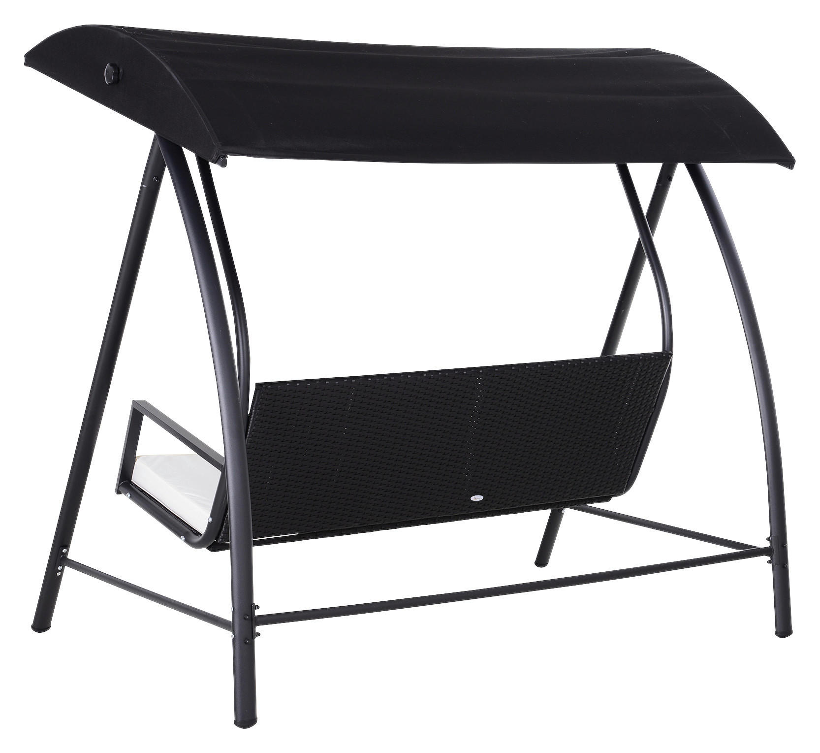 Thumbnail - Outsunny Gartenschaukel schwarz Polyrattan B/H/L: ca. 124x179x198 cm