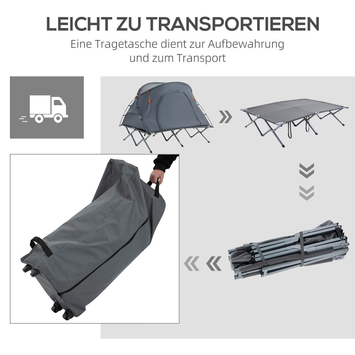 Outsunny Campingartikel B/H/L: ca. 146x200x159 cm Feldbett - grau (159,00/146,00/200,00cm) - Outsunny