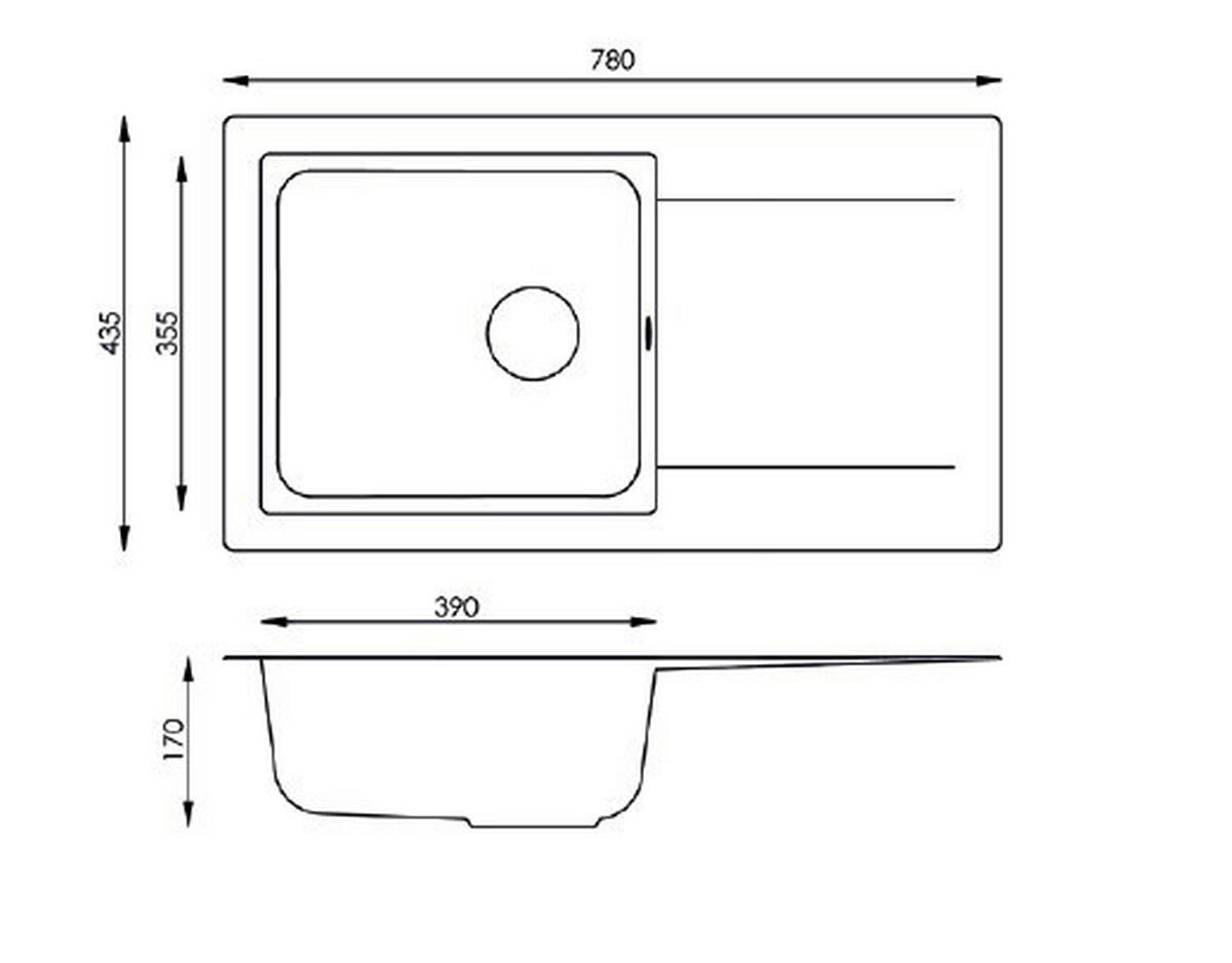 Respekta Einbauspüle Denver 78 x 44 G Beton grau Mineralite B/H/T: ca. 78x17x43,5 cm Denver 78 x 44 G - Beton/grau (78,00/17,00/43,50cm) - Respekta
