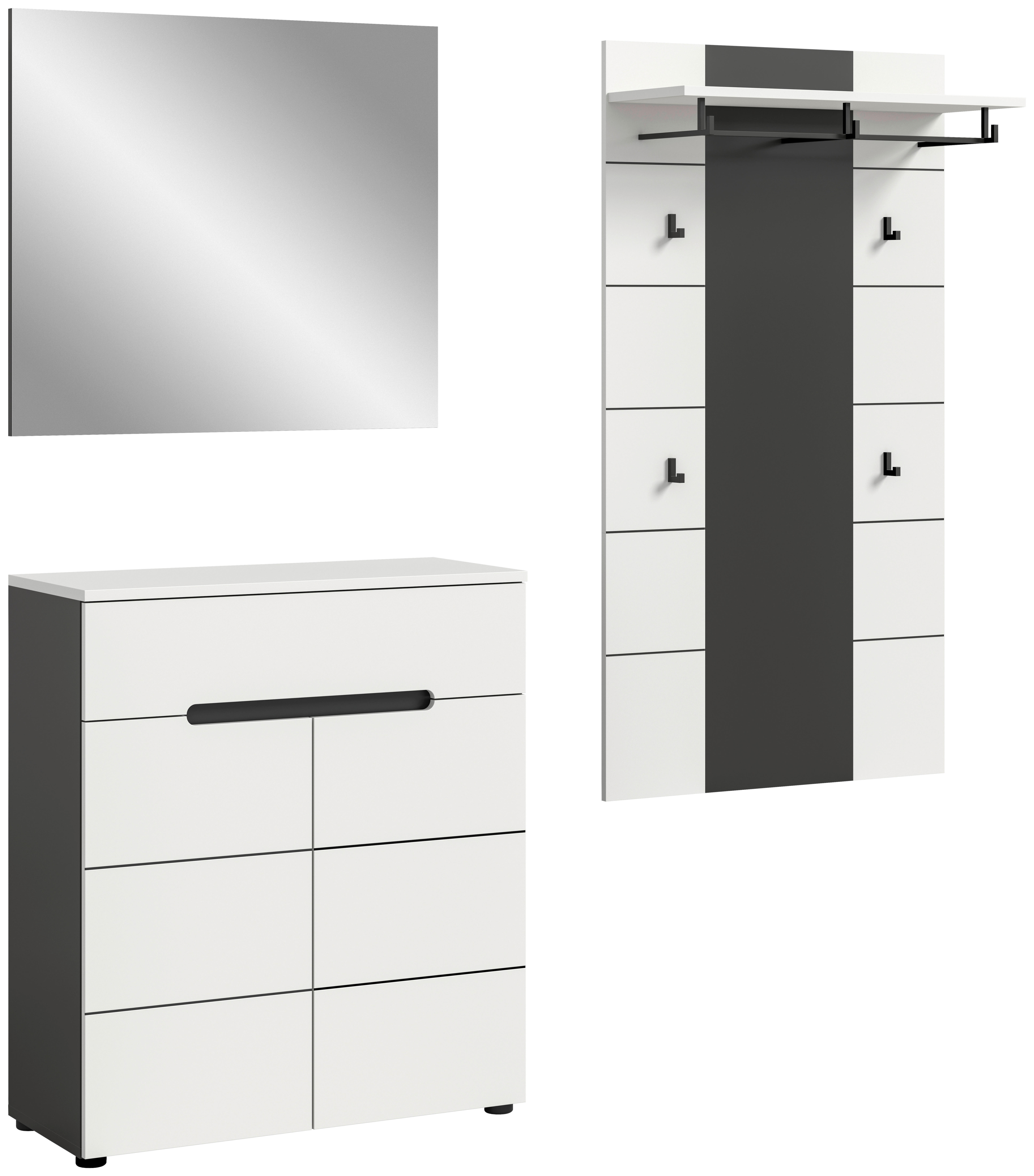 Garderobe Canu basaltgrau Nachbildung weiß B/H/T: ca. 175x190x37 cm Canu - weiß/basaltgrau (175,00/190,00/37,00cm) - xonox.home