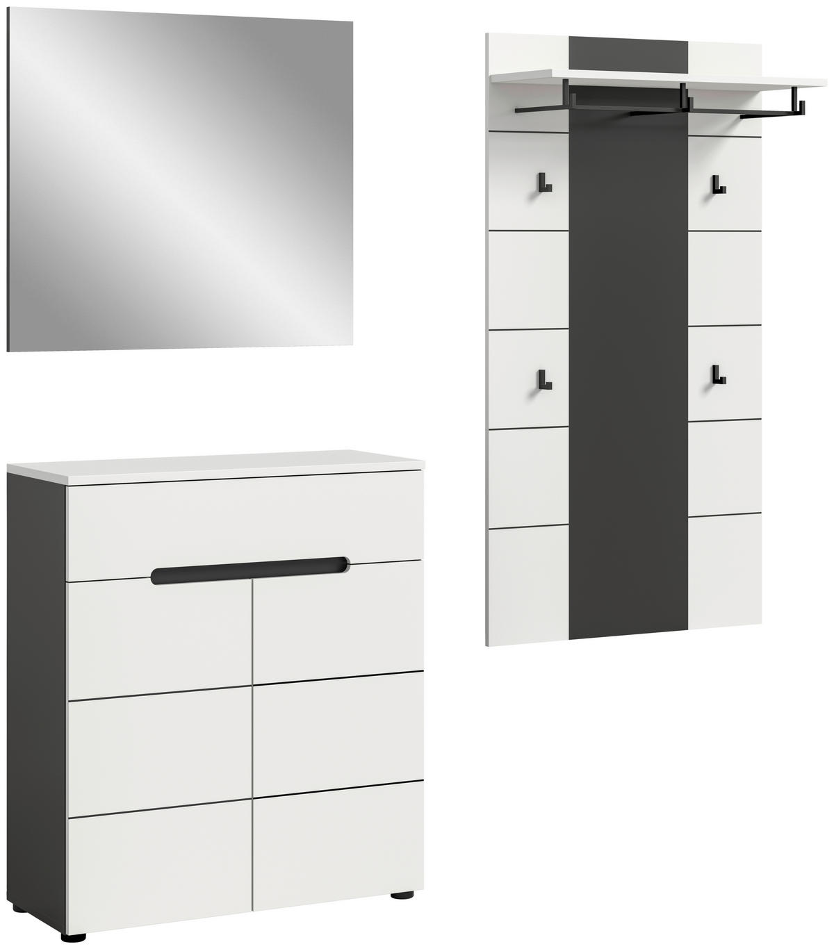 Garderobe Canu basaltgrau Nachbildung weiß B/H/T: ca. 175x190x37 cm Canu - weiß/basaltgrau (175,00/190,00/37,00cm) - xonox.home