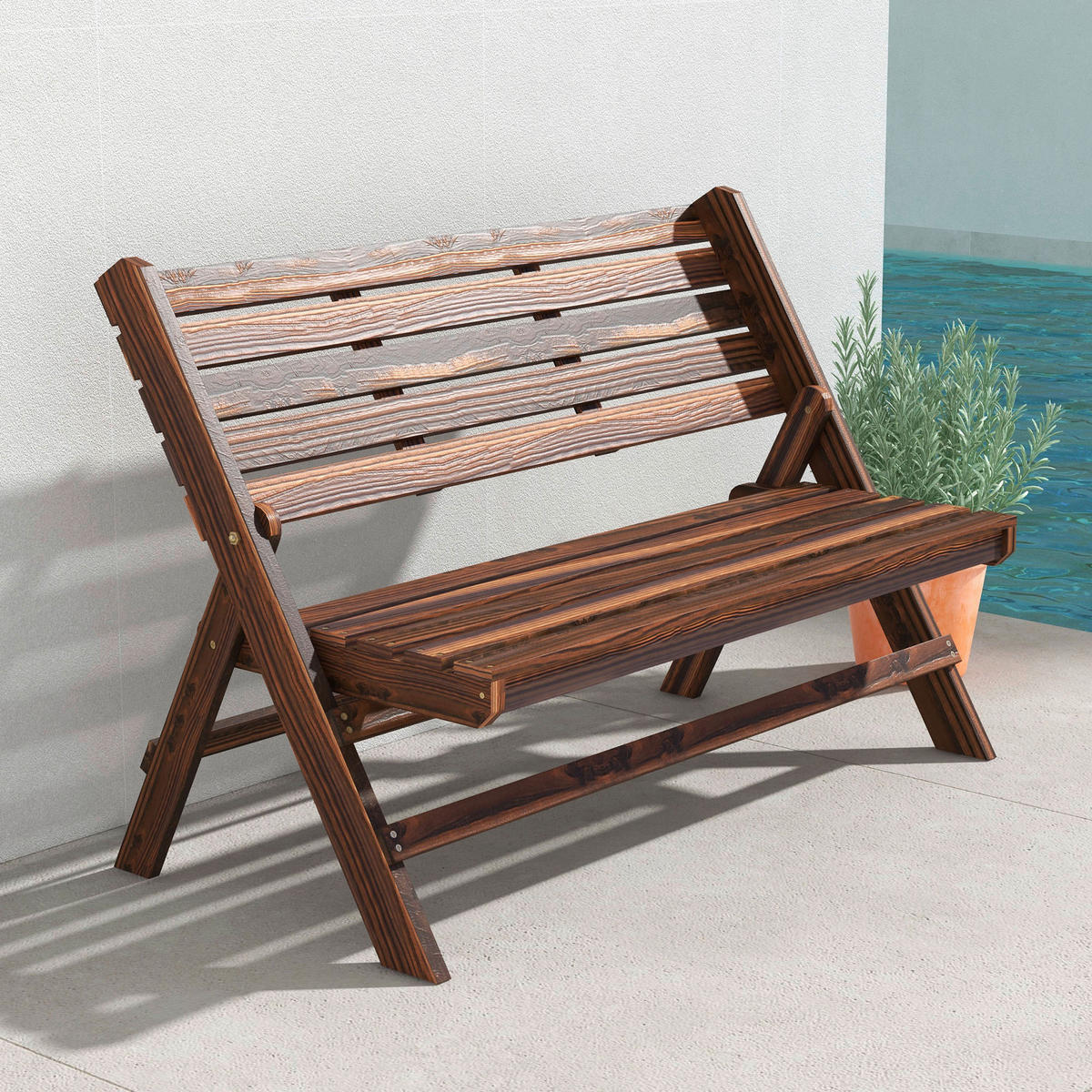 Outsunny Gartenbank grau Edelstahl B/H/L: ca. 63x122x83 cm Gartenbank - grau (83,00/63,00/122,00cm) - Outsunny