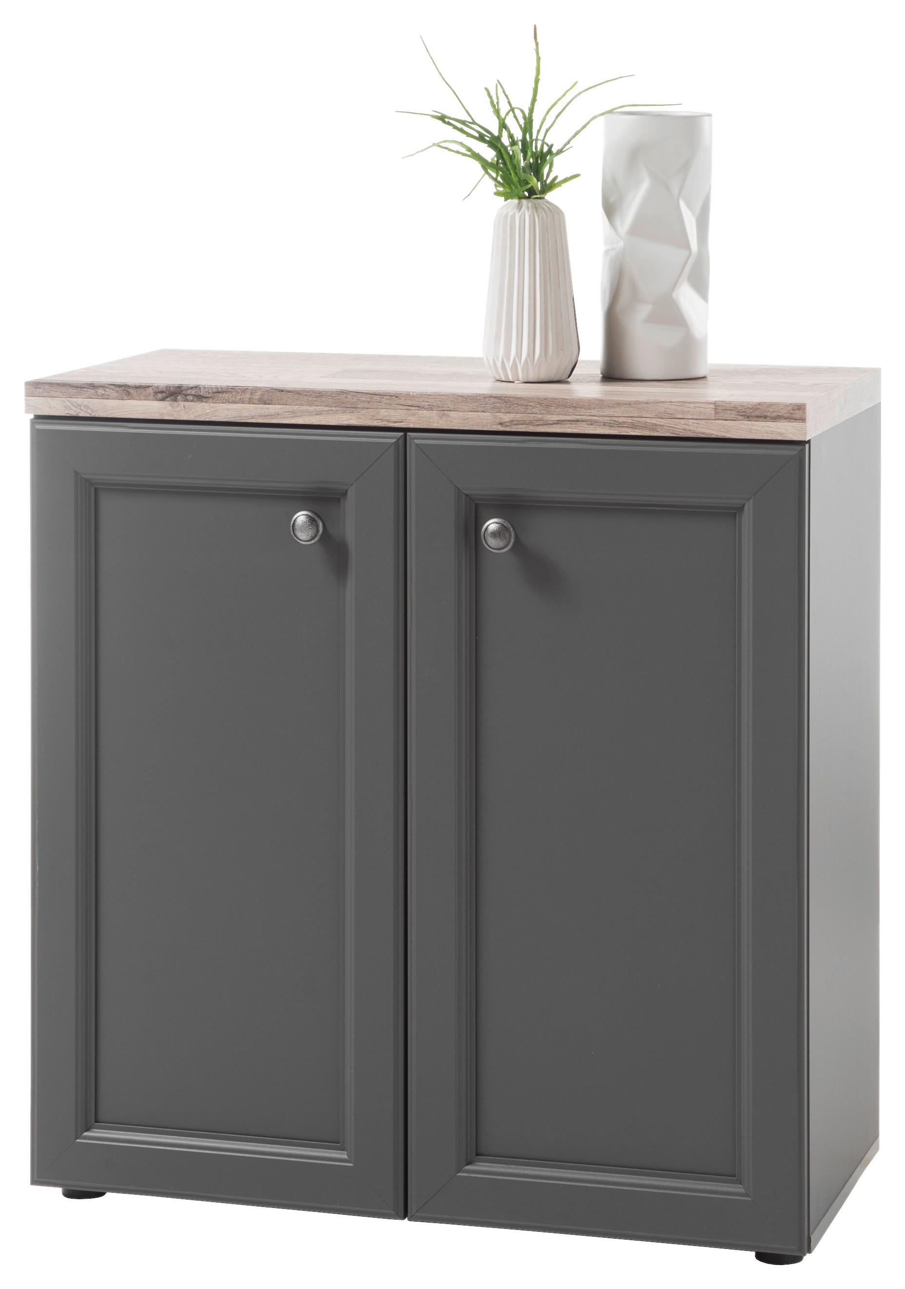 Kommode Toskana Timber Wood Nachbildung grau dunkel B/H/T: ca. 80x85x38 cm Toskana - grau (80,00/85,00/38,00cm)