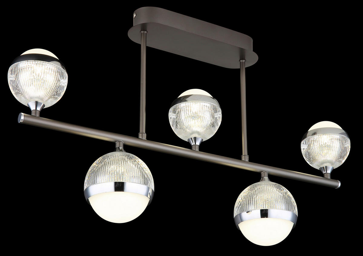 GLOBO LED-Deckenleuchte Chrom titanfarbig transparent Acryl Aluminium Metall B/H/T: ca. 11x37x65 cm UNTSY - titanfarbig/Chrom (11,00/37,00/65,00cm) - GLOBO